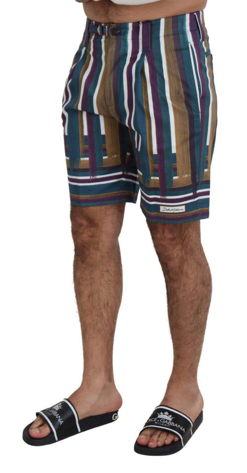 Dolce & Gabbana Multicolor Striped Stretch Cotton Shorts - ClickThatClicks 