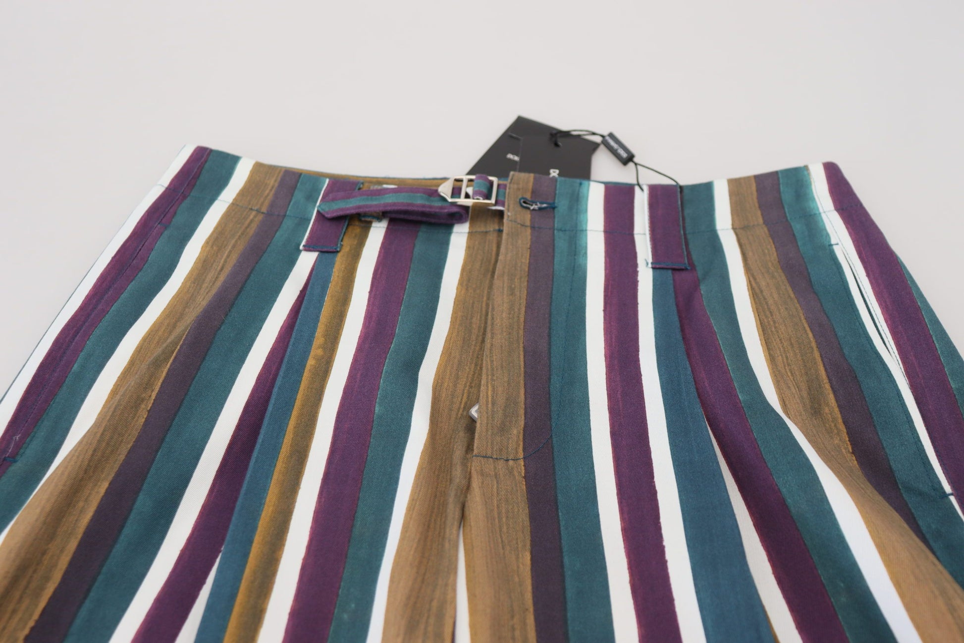 Dolce & Gabbana Multicolor Striped Stretch Cotton Shorts - ClickThatClicks 