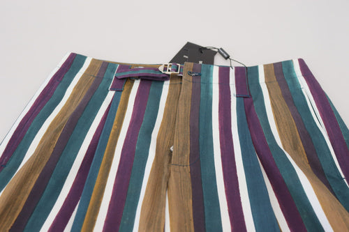 Dolce & Gabbana Multicolor Striped Stretch Cotton Shorts - ClickThatClicks 