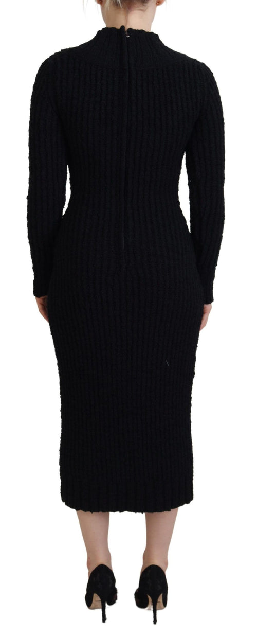 Dolce & Gabbana Black Wool Knitted Sheath Sweater Dress - ClickThatClicks 