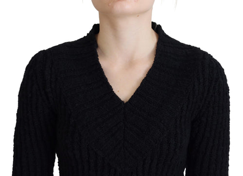 Dolce & Gabbana Black Wool Knitted Sheath Sweater Dress - ClickThatClicks 