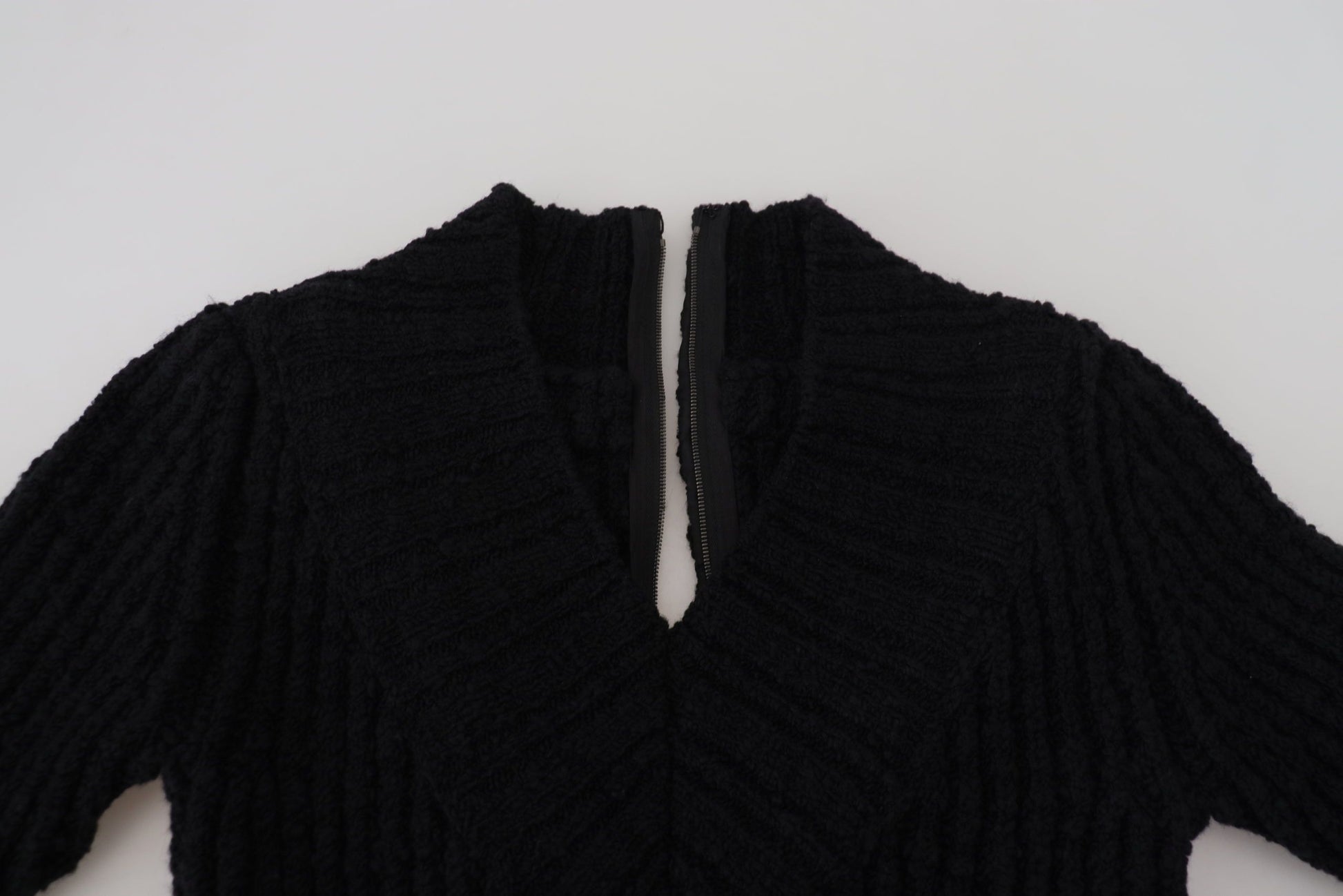 Dolce & Gabbana Black Wool Knitted Sheath Sweater Dress - ClickThatClicks 