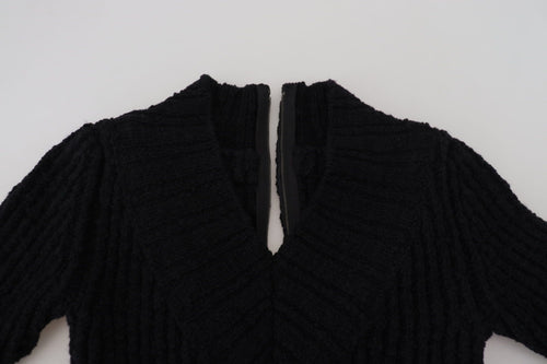 Dolce & Gabbana Black Wool Knitted Sheath Sweater Dress - ClickThatClicks 