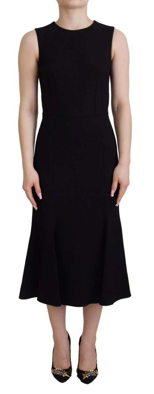 Dolce & Gabbana Black Dress Sheath Flare Viscose Dress - ClickThatClicks 