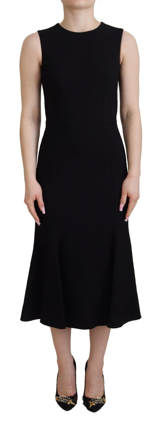 Dolce & Gabbana Black Dress Sheath Flare Viscose Dress - ClickThatClicks 