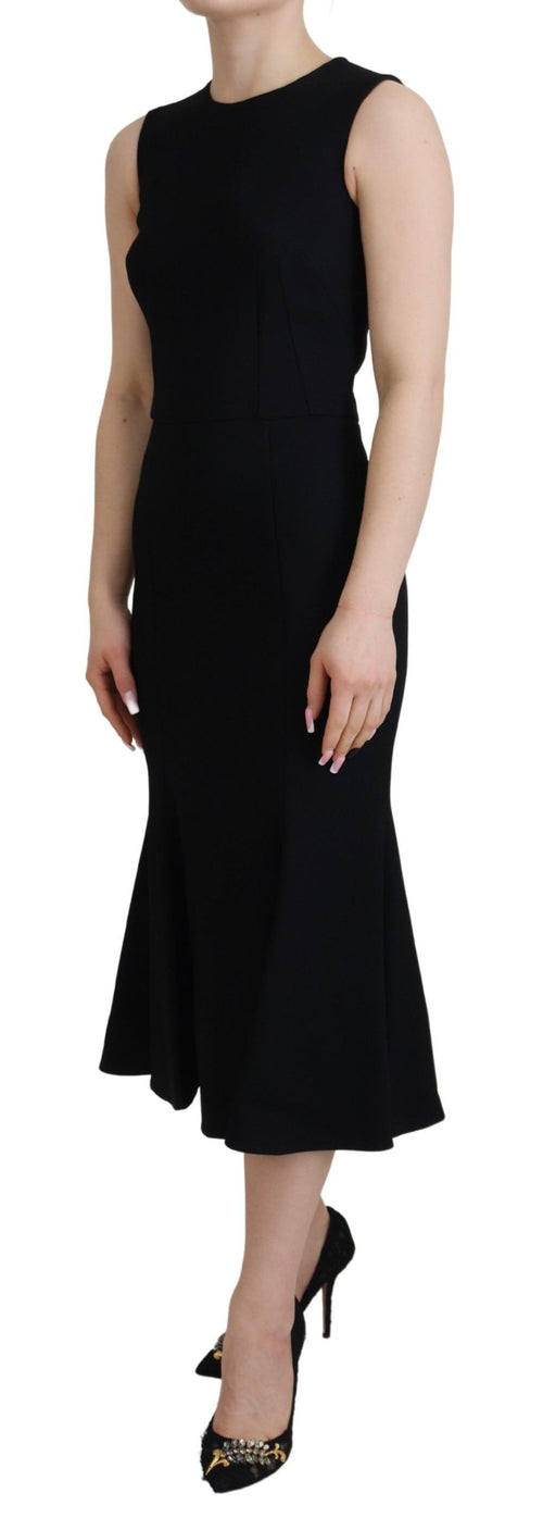 Dolce & Gabbana Black Dress Sheath Flare Viscose Dress - ClickThatClicks 