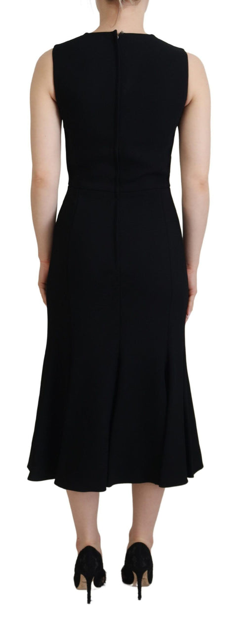 Dolce & Gabbana Black Dress Sheath Flare Viscose Dress - ClickThatClicks 