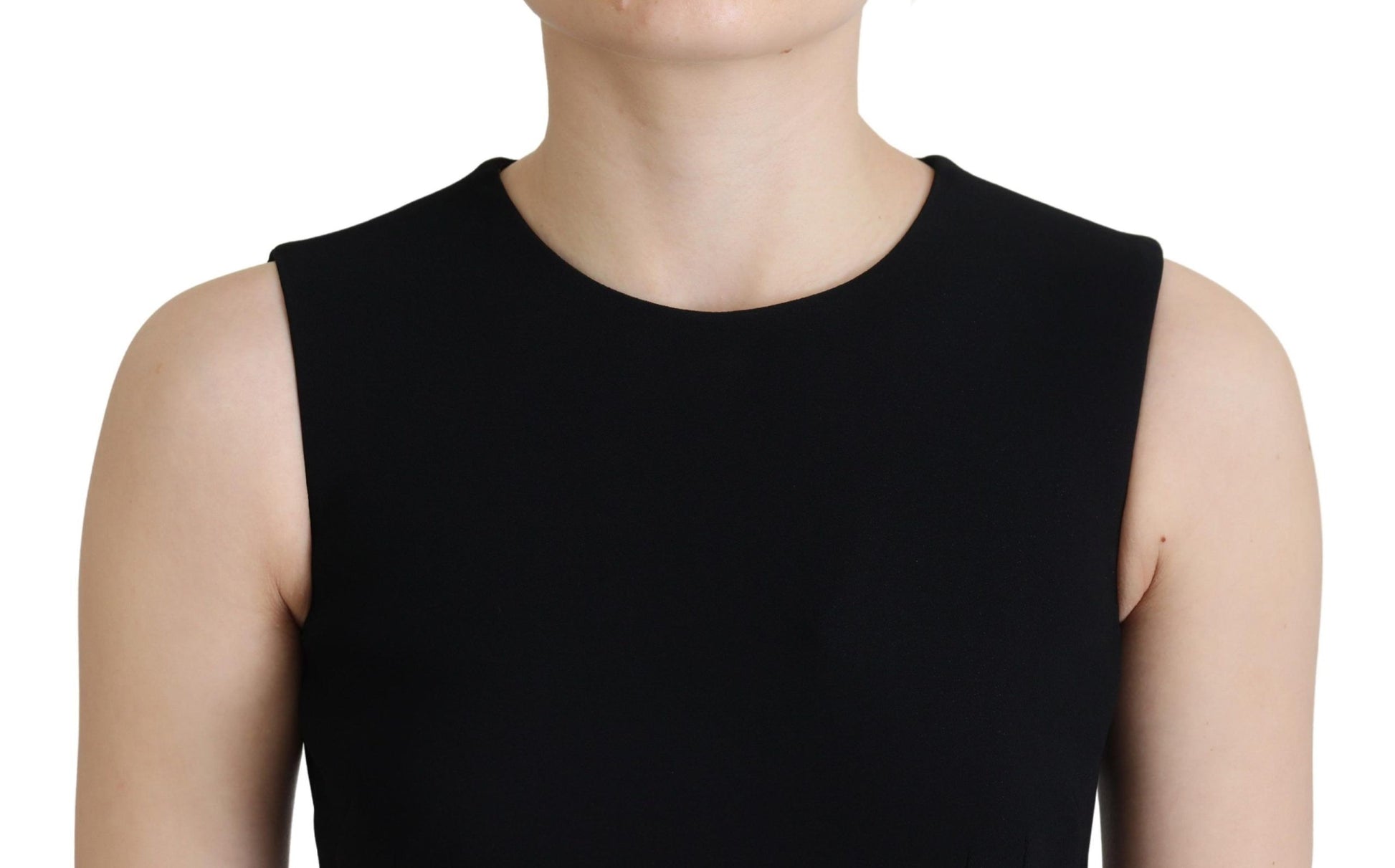 Dolce & Gabbana Black Dress Sheath Flare Viscose Dress - ClickThatClicks 