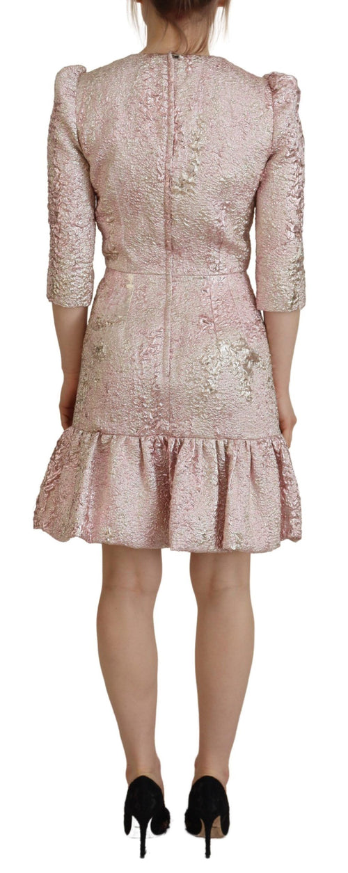 Dolce & Gabbana Pink Jaquard 3/4 Sleeve Sheath Midi Dress - ClickThatClicks 