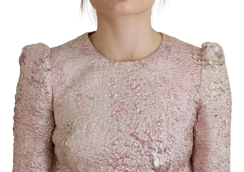 Dolce & Gabbana Pink Jaquard 3/4 Sleeve Sheath Midi Dress - ClickThatClicks 