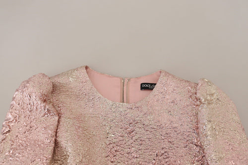 Dolce & Gabbana Pink Jaquard 3/4 Sleeve Sheath Midi Dress - ClickThatClicks 