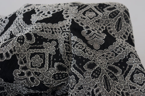 Dolce & Gabbana Black Gray Jacquard Sheath Bodycon Dress - ClickThatClicks 