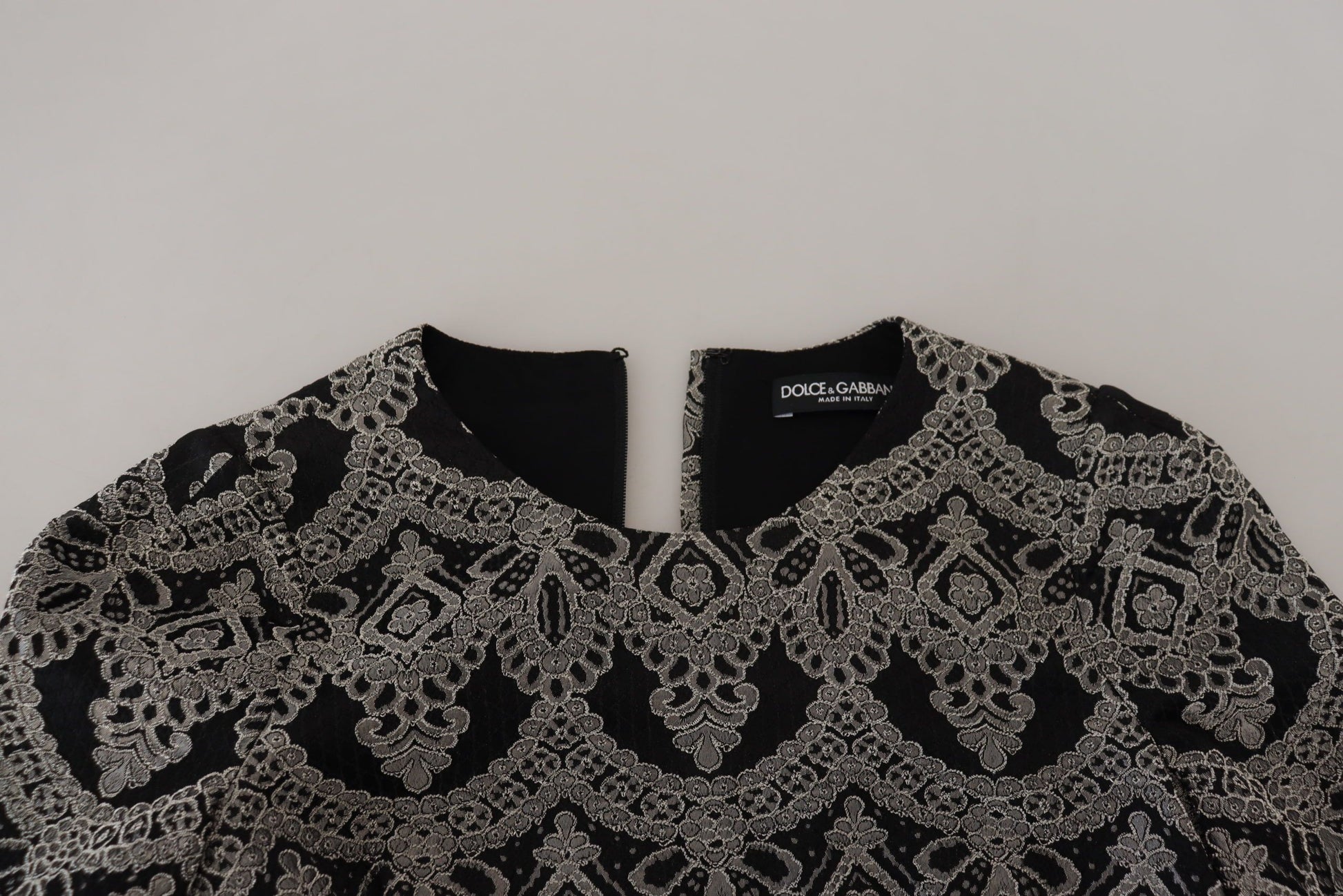Dolce & Gabbana Black Gray Jacquard Sheath Bodycon Dress - ClickThatClicks 