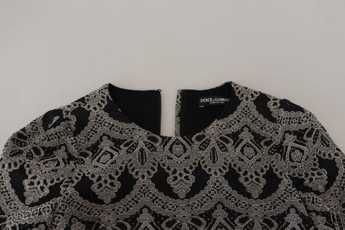 Dolce & Gabbana Black Gray Jacquard Sheath Bodycon Dress - ClickThatClicks 