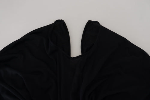 Dolce & Gabbana Black Sheath Midi Gown Wool Wrap Dress - ClickThatClicks 