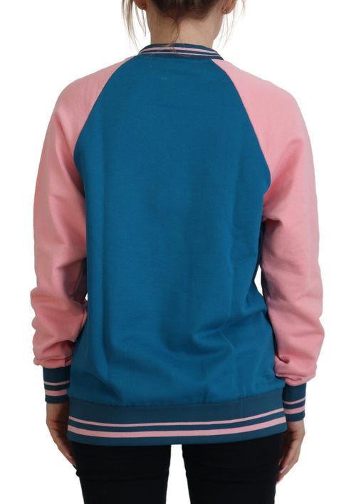 Dolce & Gabbana Blue Pink Queen Sequin Crystal Sweater - ClickThatClicks 