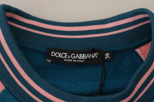 Dolce & Gabbana Blue Pink Queen Sequin Crystal Sweater - ClickThatClicks 
