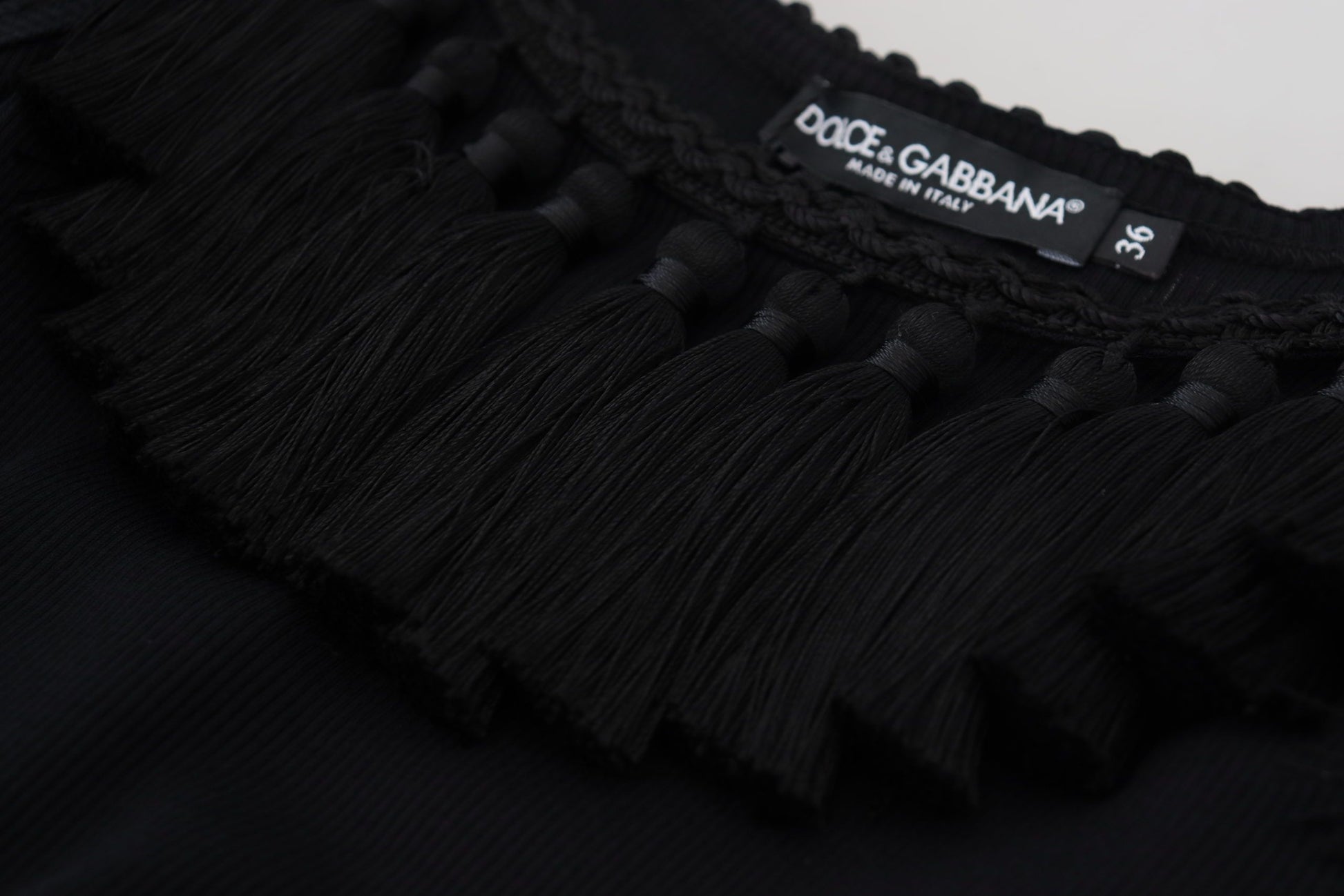 Dolce & Gabbana Black Tank Top Blouse Tassle Cotton Blouse - ClickThatClicks 