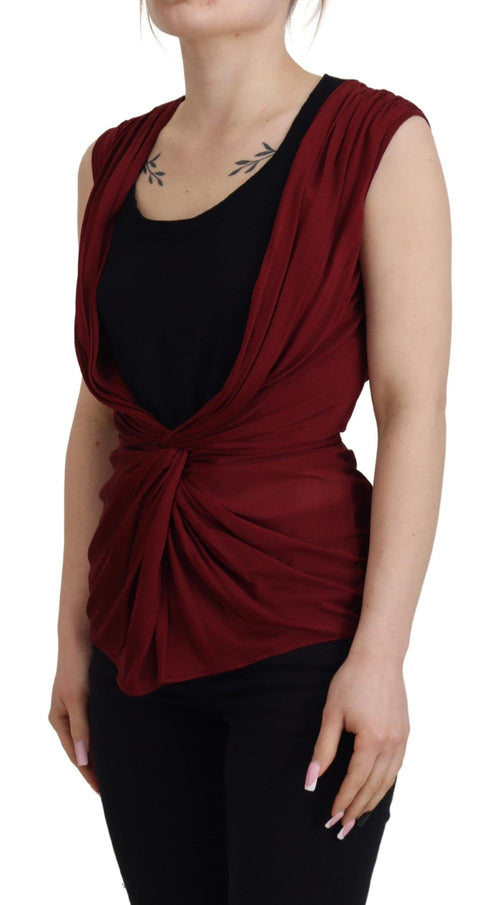Dolce & Gabbana Bordeaux Silk Stretch Top Vest Blouse - ClickThatClicks 