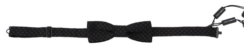 Dolce & Gabbana Black Pattern Silk Adjustable Neck Papillon Bow Tie - ClickThatClicks 