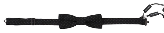 Dolce & Gabbana Black Pattern Silk Adjustable Neck Papillon Bow Tie - ClickThatClicks 
