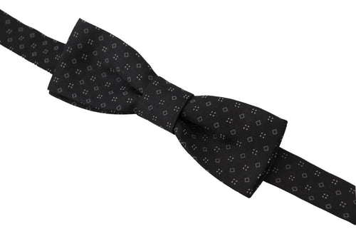 Dolce & Gabbana Black Pattern Silk Adjustable Neck Papillon Bow Tie - ClickThatClicks 