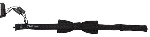 Dolce & Gabbana Black Pattern Silk Adjustable Neck Papillon Bow Tie - ClickThatClicks 