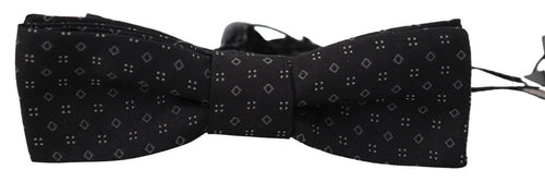 Dolce & Gabbana Black Pattern Silk Adjustable Neck Papillon Bow Tie - ClickThatClicks 