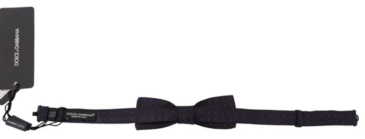 Dolce & Gabbana Blue Pattern Silk Adjustable Neck Papillon Bow Tie - ClickThatClicks 