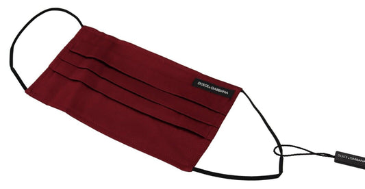 Dolce & Gabbana Maroon Silk Pleated Elastic Ear Strap One Size Face Mask - ClickThatClicks 