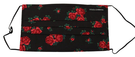 Dolce & Gabbana Black Floral Pleated Elastic Ear Strap One Size Face Mask - ClickThatClicks 