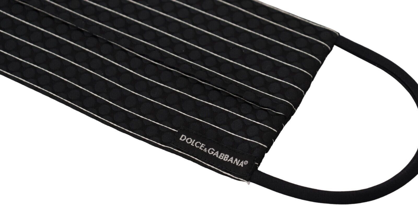 Dolce & Gabbana Black White Stripes Elastic Ear Strap One Size Face Mask - ClickThatClicks 
