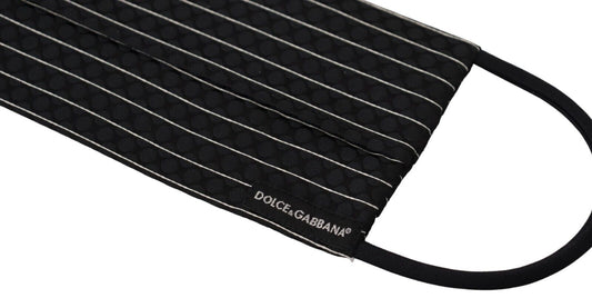 Dolce & Gabbana Black White Stripes Elastic Ear Strap One Size Face Mask - ClickThatClicks 