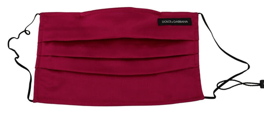 Dolce & Gabbana Maroon Silk Pleated Elastic Ear Strap One Size Face Mask - ClickThatClicks 