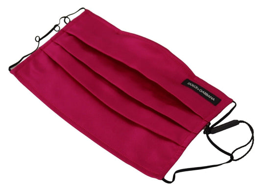 Dolce & Gabbana Maroon Silk Pleated Elastic Ear Strap One Size Face Mask - ClickThatClicks 