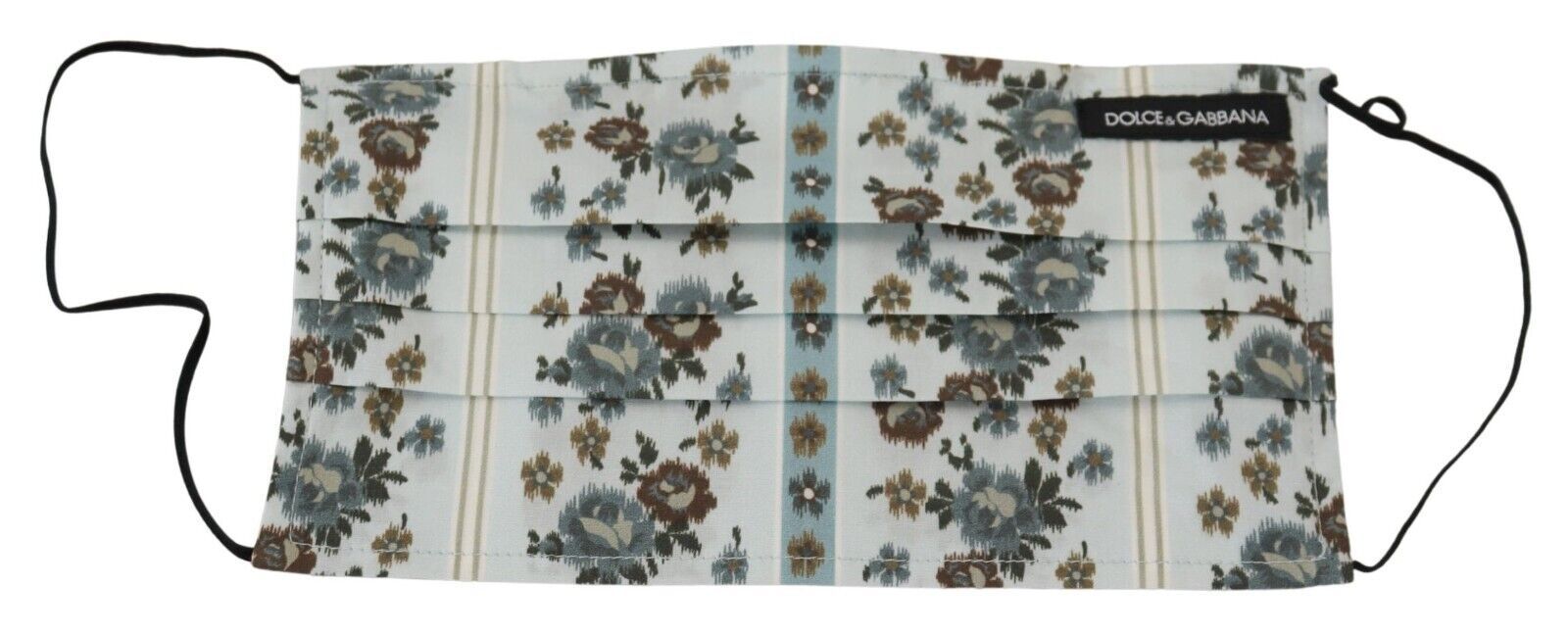 Dolce & Gabbana White Floral Cotton Pleated Elastic Ear Strap Face Mask - ClickThatClicks 