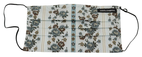 Dolce & Gabbana White Floral Cotton Pleated Elastic Ear Strap Face Mask - ClickThatClicks 