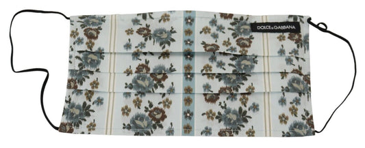 Dolce & Gabbana White Floral Cotton Pleated Elastic Ear Strap Face Mask - ClickThatClicks 