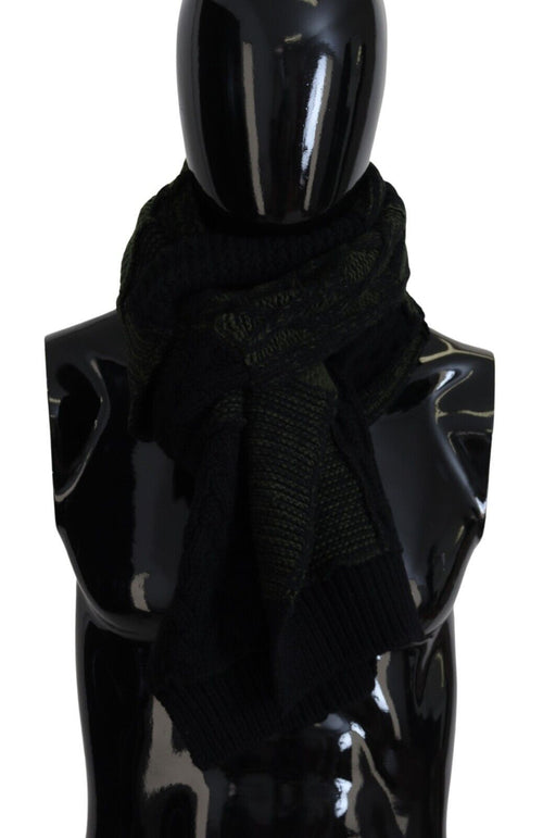 Dolce & Gabbana Black Green Knitted Men Neck Wrap Shawl Scarf - ClickThatClicks 