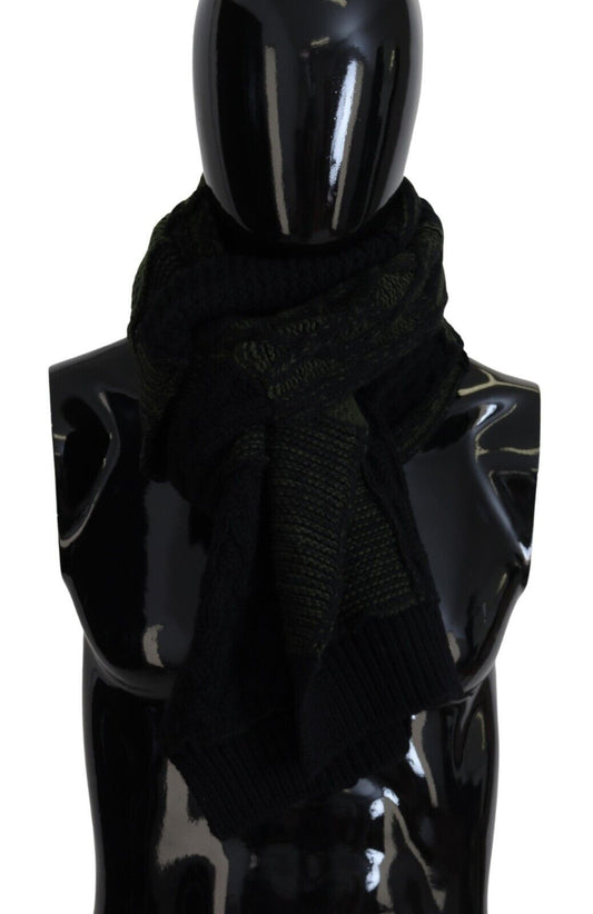 Dolce & Gabbana Black Green Knitted Men Neck Wrap Shawl Scarf - ClickThatClicks 