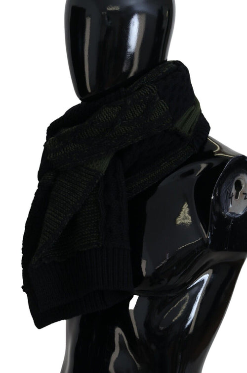 Dolce & Gabbana Black Green Knitted Men Neck Wrap Shawl Scarf - ClickThatClicks 