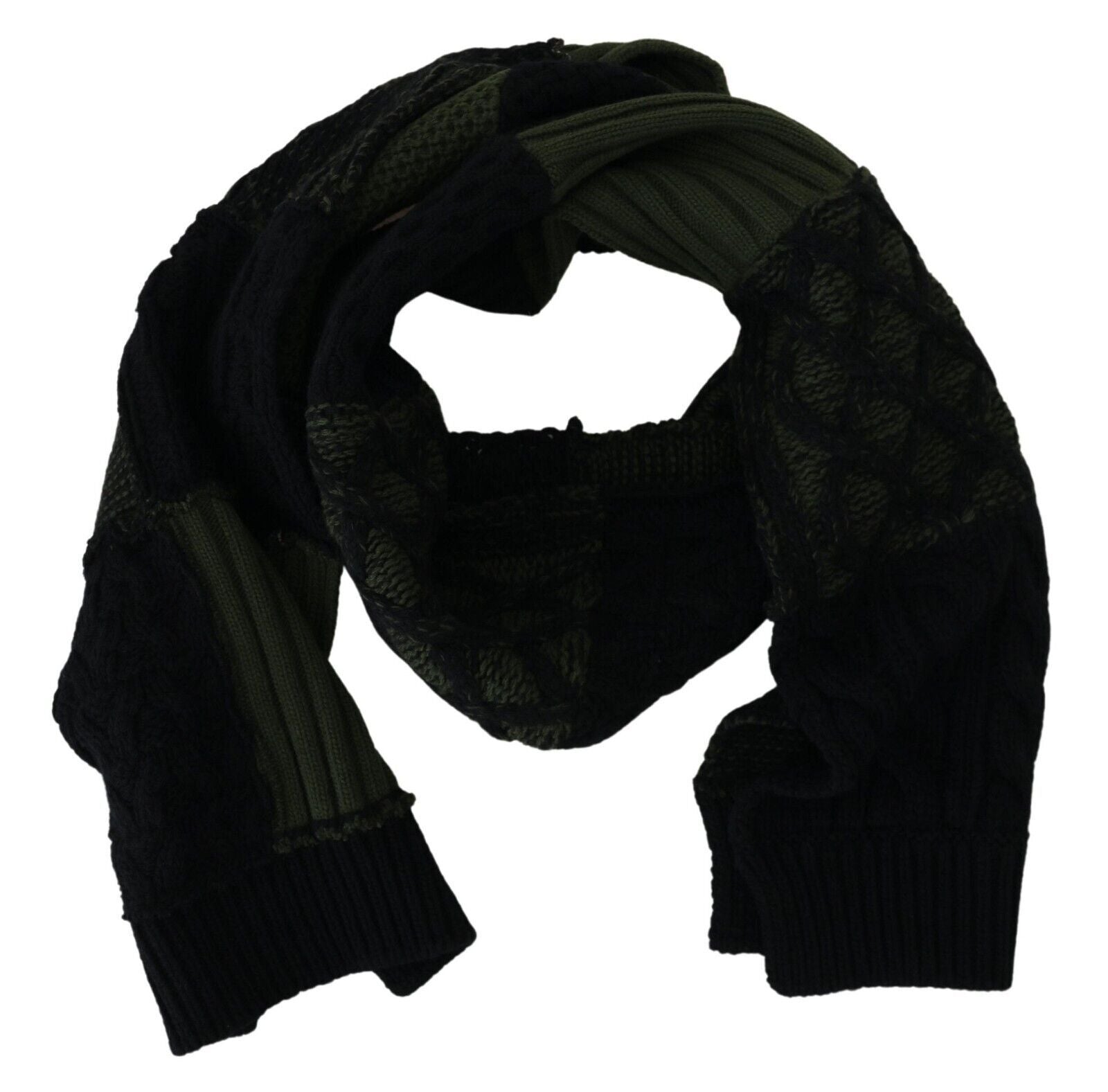 Dolce & Gabbana Black Green Knitted Men Neck Wrap Shawl Scarf - ClickThatClicks 