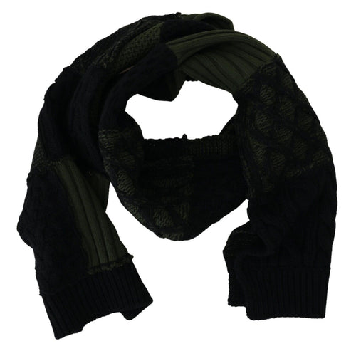 Dolce & Gabbana Black Green Knitted Men Neck Wrap Shawl Scarf - ClickThatClicks 
