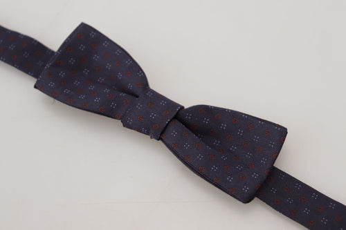 Dolce & Gabbana Blue Pattern Silk Adjustable Neck Papillon Bow Tie - ClickThatClicks 