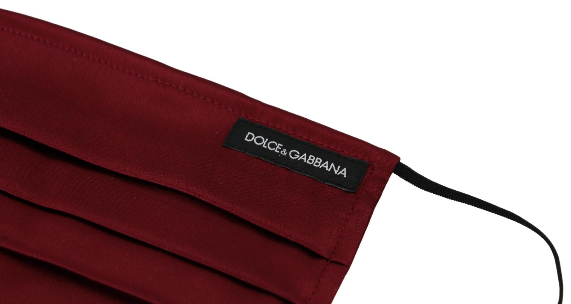 Dolce & Gabbana Maroon Silk Pleated Elastic Ear Strap One Size Face Mask - ClickThatClicks 