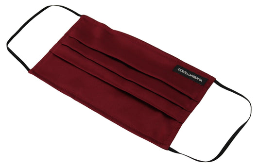 Dolce & Gabbana Maroon Silk Pleated Elastic Ear Strap One Size Face Mask - ClickThatClicks 