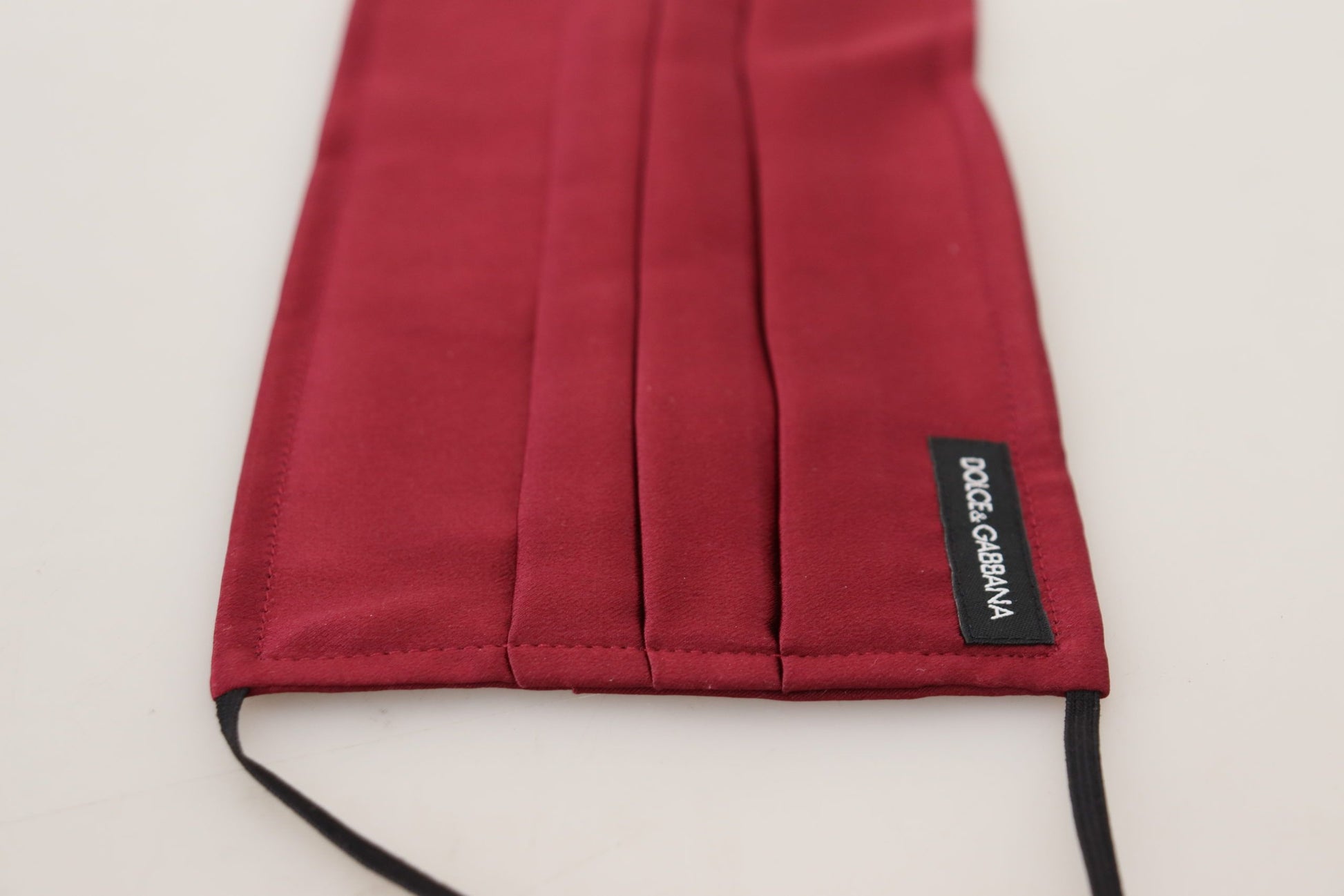 Dolce & Gabbana Maroon Silk Pleated Elastic Ear Strap One Size Face Mask - ClickThatClicks 
