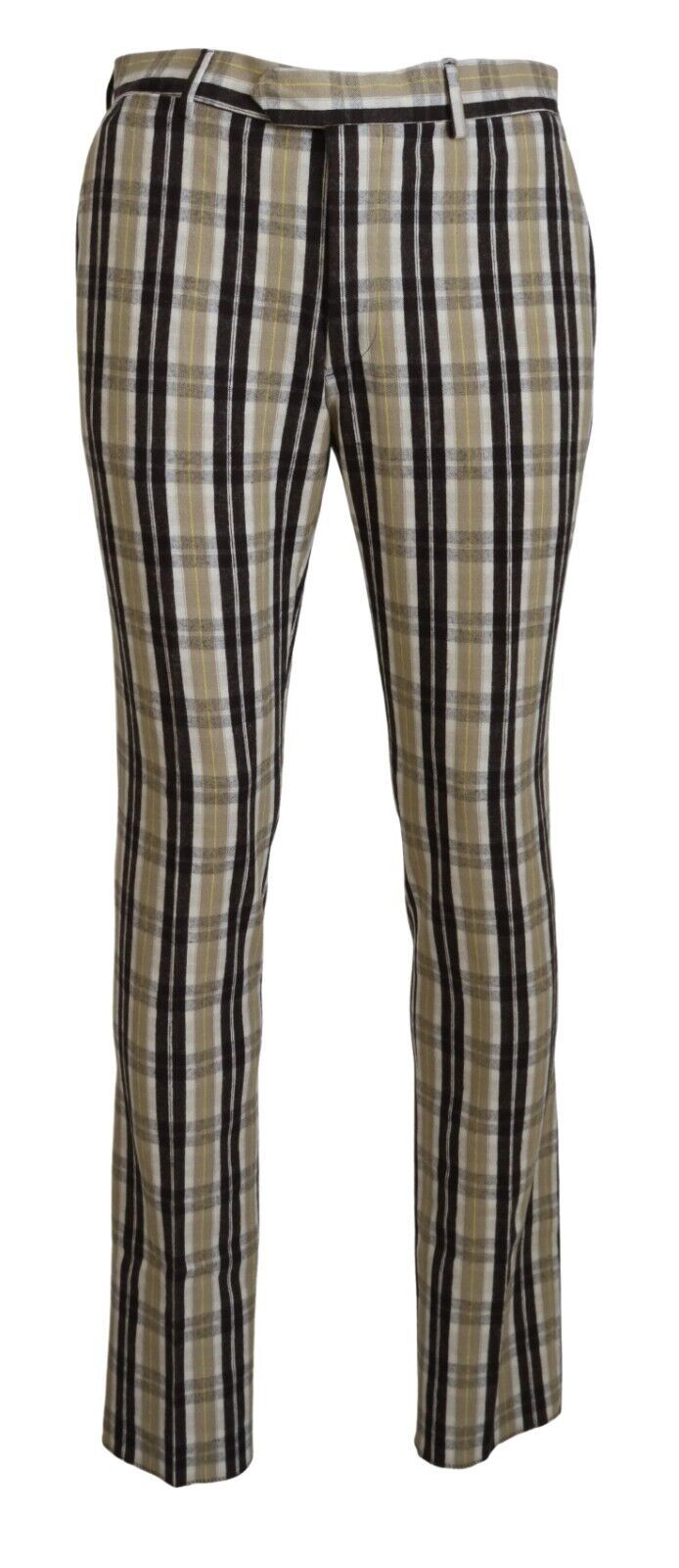 BENCIVENGA Multicolor Checkered Cotton Straight Fit Men Pants - ClickThatClicks 