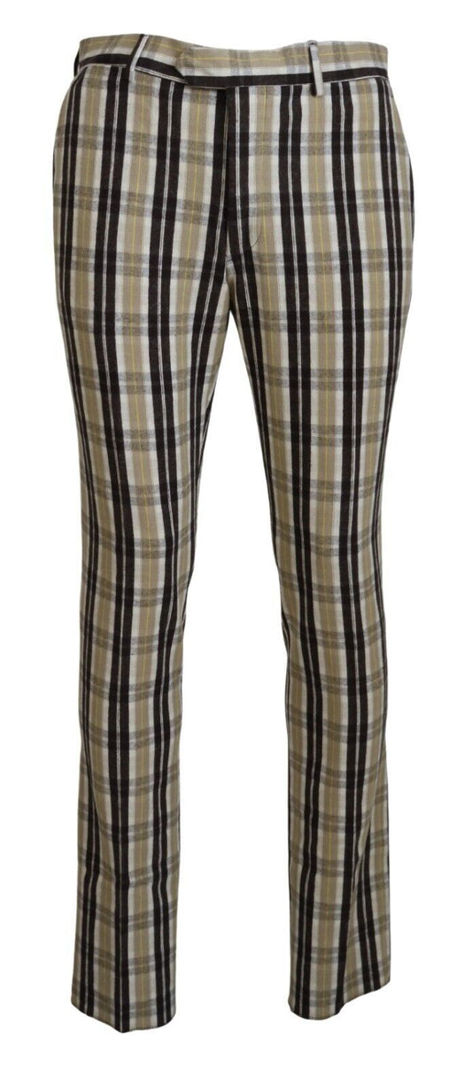BENCIVENGA Multicolor Checkered Cotton Straight Fit Men Pants - ClickThatClicks 