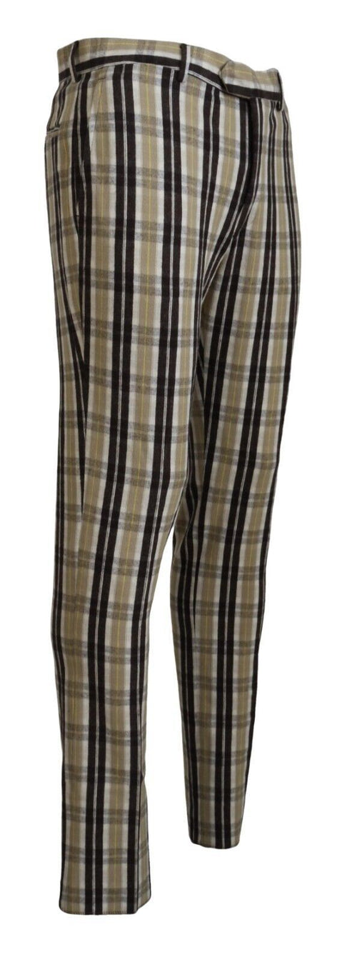 BENCIVENGA Multicolor Checkered Cotton Straight Fit Men Pants - ClickThatClicks 